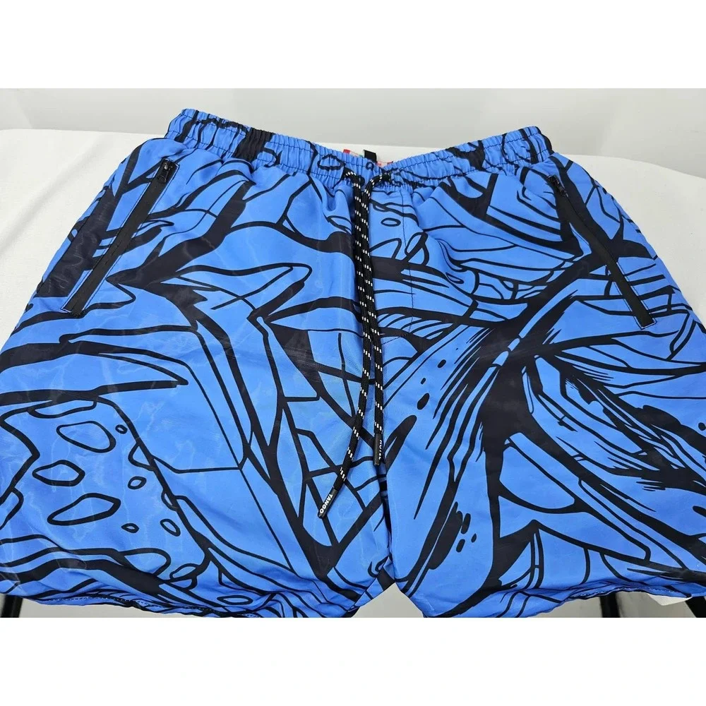 Tango Hotel x Abstrk Mens Blue Black Abstract Graphic Swim Trunks Shorts Size M